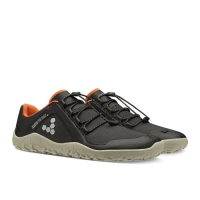 Vivobarefoot Men's Primus Trail WX Firm Ground Off Road Running Shoes - Black USA [NKV642839]